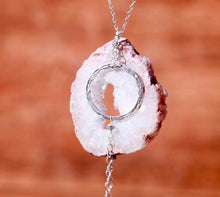 Geode Nature's Glitter Circle Silver Long Necklace - Funraise 