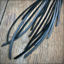 Leather Tassel Earrings - Black & Silver