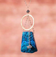 Mindful Circle Long Gold Necklace (Blue Agate) - Funraise 