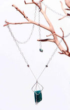 Mindful Square Long Silver Necklace (Blue Agate) - Funraise 