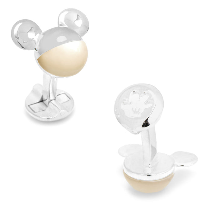 3D Silver Mother of Pearl Mickey Mouse Cufflinks - Funraise 