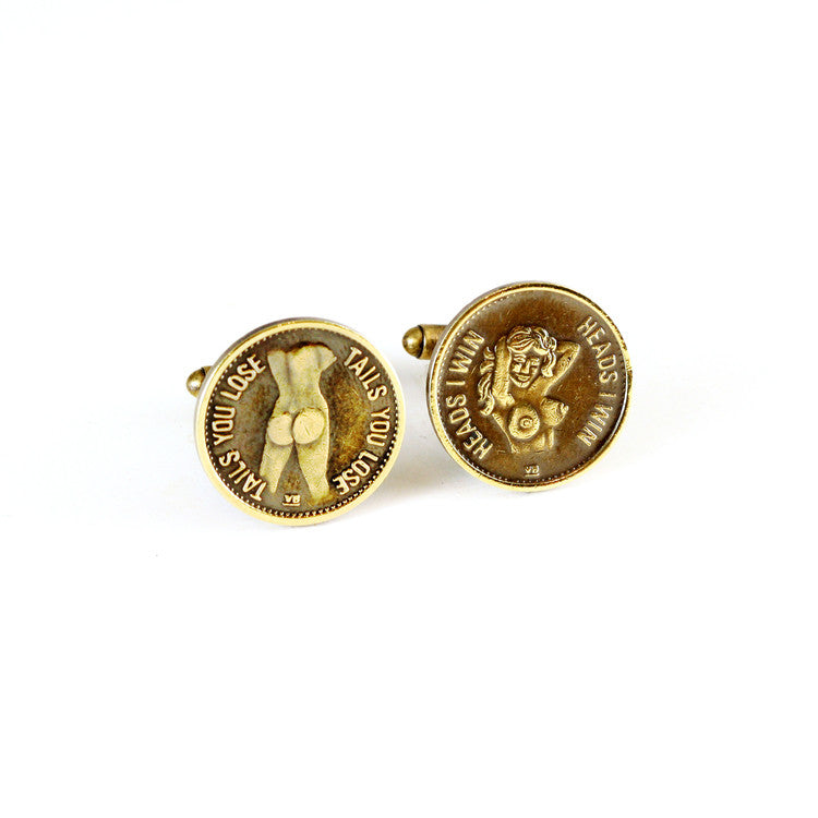 Heads & Tails Peep Show Token Cuff Links - Funraise 