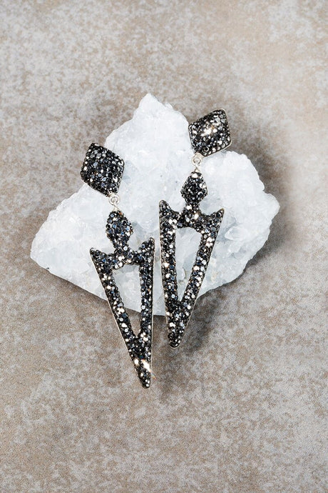 Meteorite Spike Grey Swarovski Crystal Earrings - Funraise 