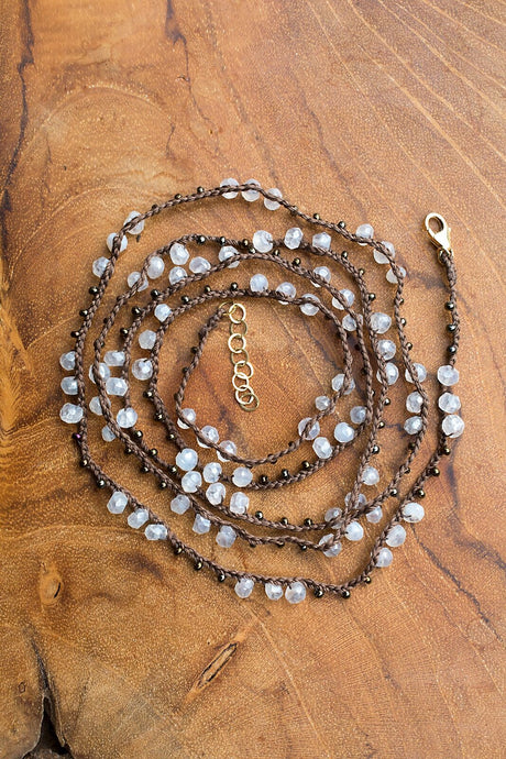Moonstone Triple Stone Necklace-Convertible Wrap Bracelet-Double Layer Necklace-Anklet - Funraise 