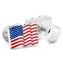 Sterling Silver Waving American Flag Cufflinks - Funraise 