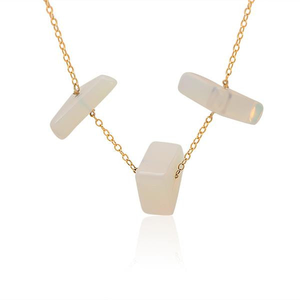 OPALITE SIMPLE CHAIN 3 TRIANGLE Gold plated Necklace - Funraise 