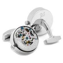Silver Stainless Steel Kinetic Watch Movement Cufflinks - Funraise 