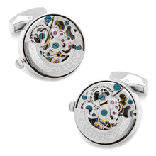 Silver Stainless Steel Kinetic Watch Movement Cufflinks - Funraise 