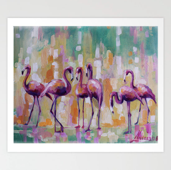 Flamingo Canvas Print,”Pink crew” Modern Canvas Wall Art