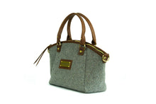 Grey Wool Handbag - Brown Leather