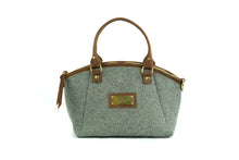 Grey Wool Handbag - Brown Leather