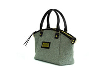 Grey Wool Handbag - Black Leather