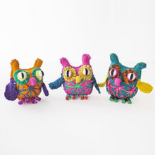 Trio of Chiapas Wool Felt Animalitos  - Owls
