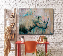African Animal Canvas Prints "Rhino-friend" Canvas Wall Art
