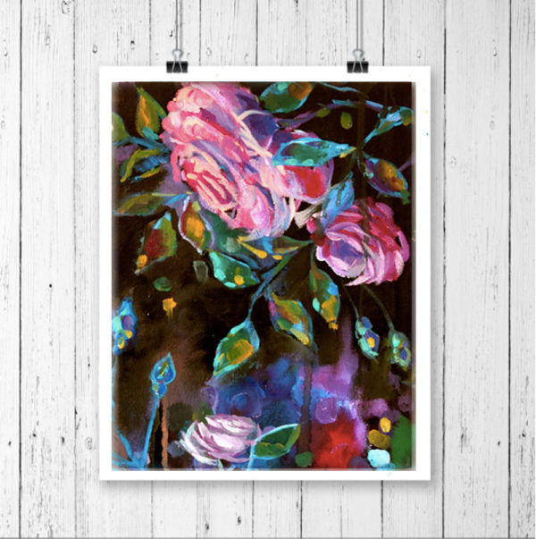 Floral Art Canvas Print “Summer night I” Canvas Wall Art